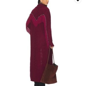 Elegant Burgundy Long Cardigan